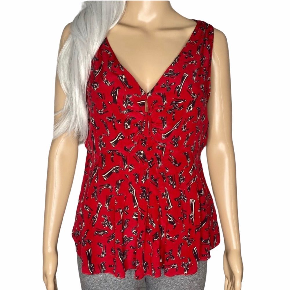 Moschino Cheap & Chic Red Peplum Eyelet Shoe/Bow Top Small